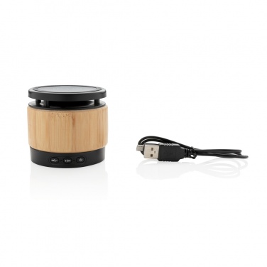 Logo trade corporate gift photo of: Bamboo wireless charger speaker